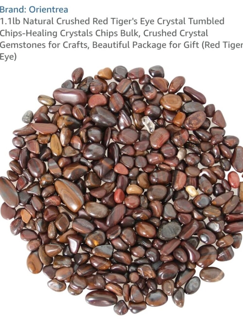 Orientrea 1.1 lb Natural Crushed Red Tiger's Eye Crystal Tumbled